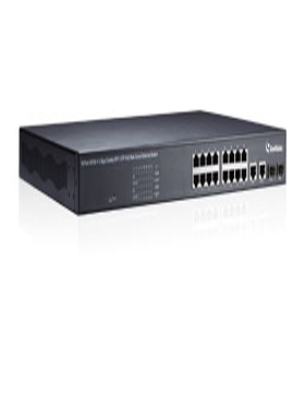 GEOVISION, MODEL GV-POE1601, 16 PORT POE SWITCH, 250W 802.3AT, 2-PORT GIGABIT COPPER/SFP COMBO UPLINK